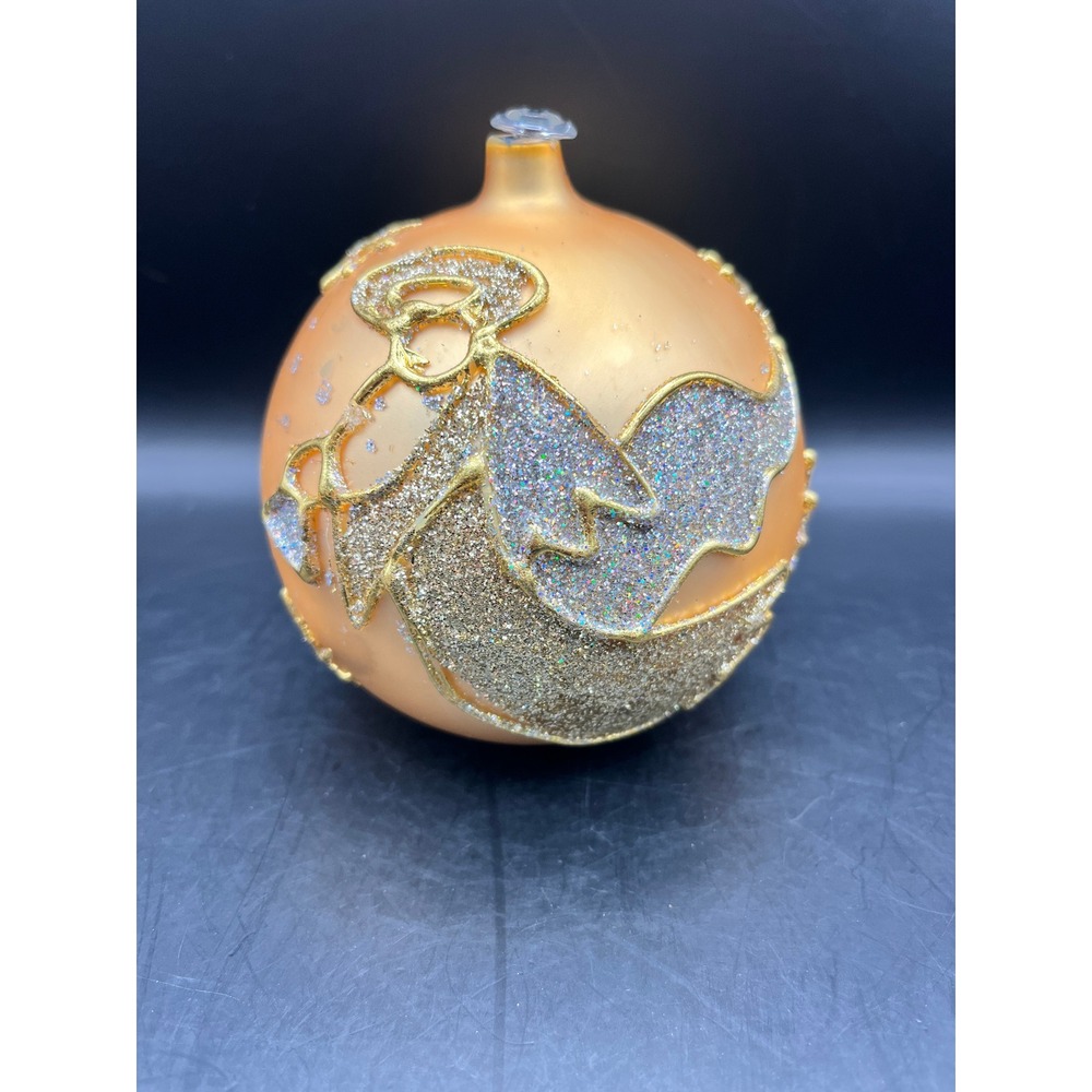 Angel Christmas Oil Diffuser Gold Glitter Glass Holiday Decoration 4.5" Decor